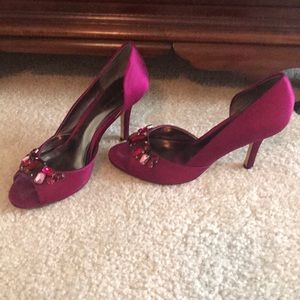 Ann Taylor Size 7.5 jeweled heels hot pink